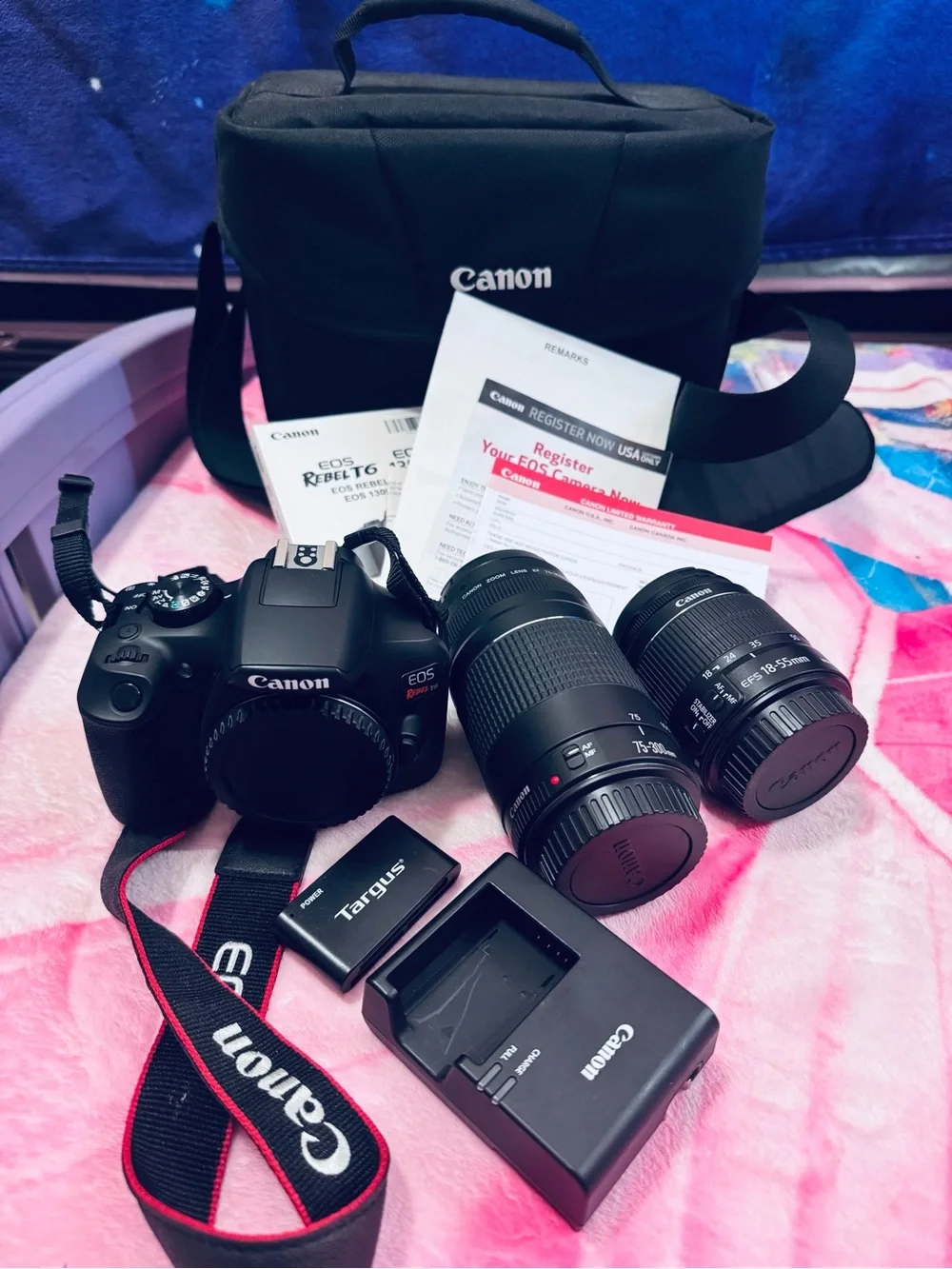 Canon EOS Rebel T6 DSLR Camera Kit in Black with Lenses